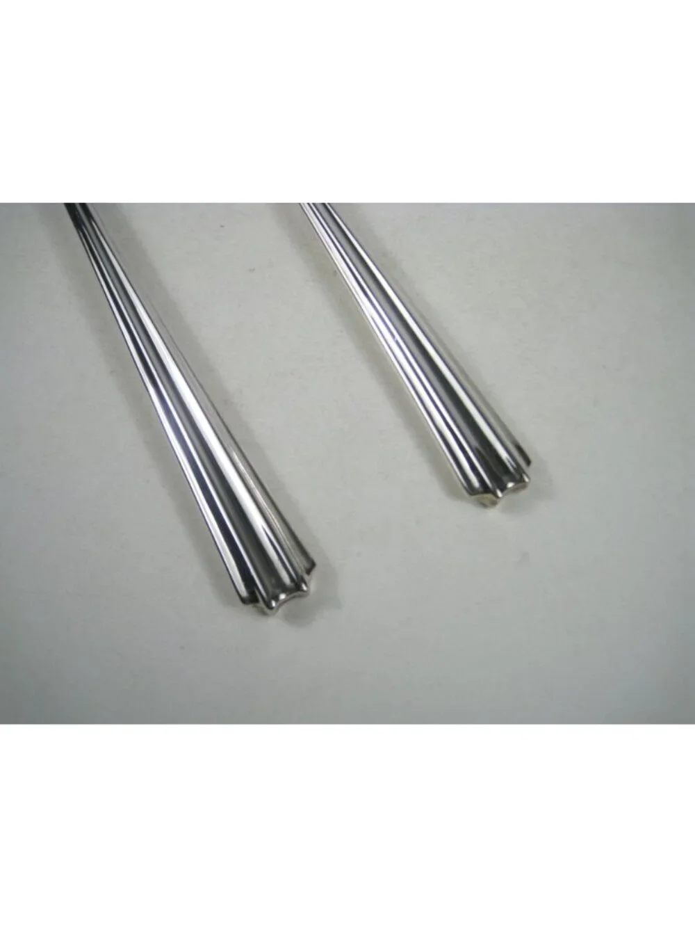 Stainless Steel Serving Spoon and Fork Set 10 inch Ribbed Handles Italy Vintage